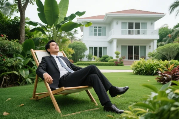 Doanh nhân Sao mai việt đang nằm phơi nắng nghỉ ngơi